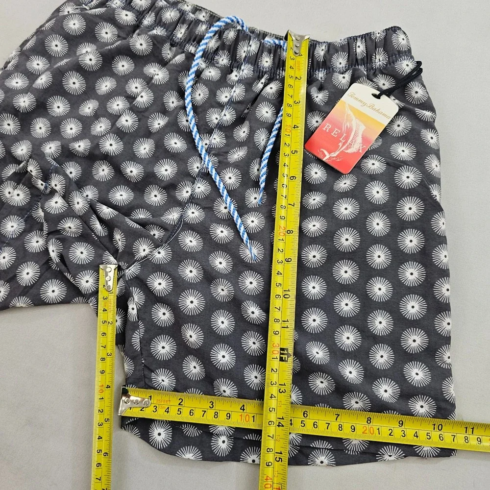 Tommy Bahama Relax trunks swimwear mens S Small pockets black white circles